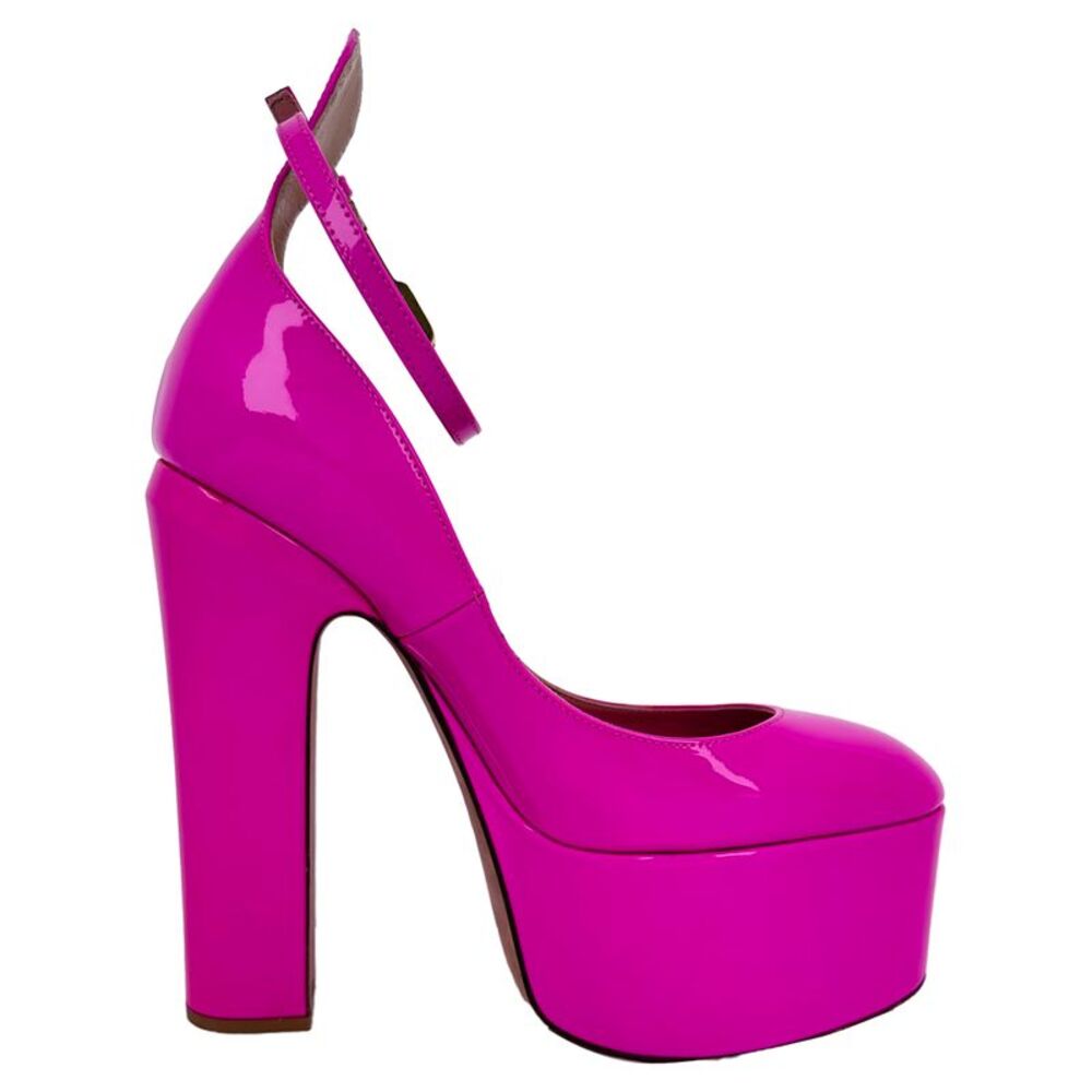Valentino Garavani Tan-Go Platform Pumps in Pink Patent Leather